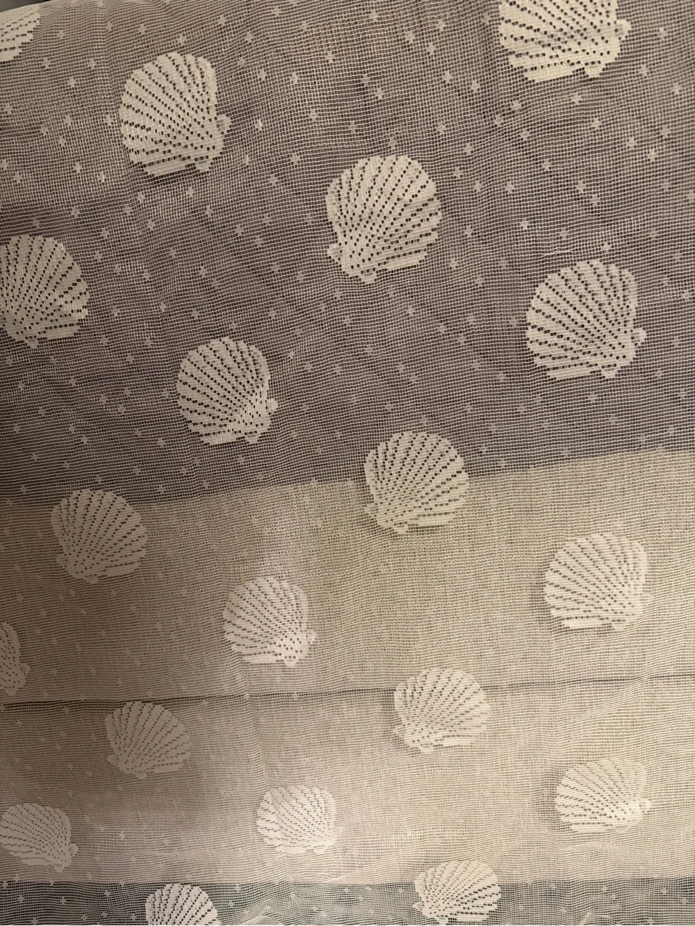 Vintage Cream Shell-Pattern Sheer Shower Curtain